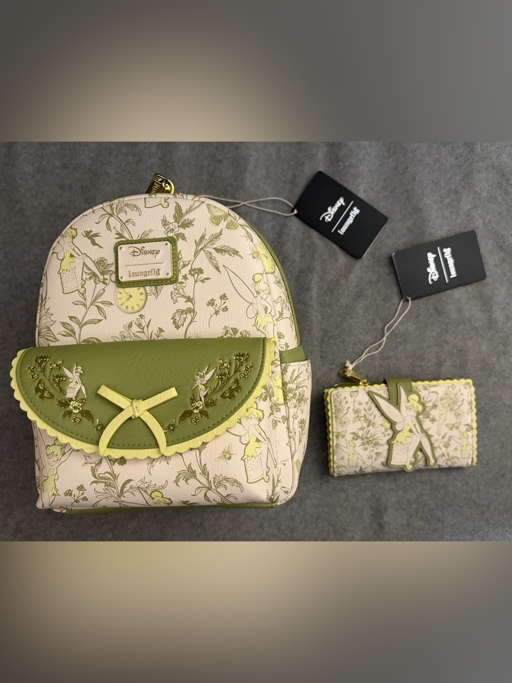 Loungefly Disney Tinkerbell Floral Mini Backpack and Wallet